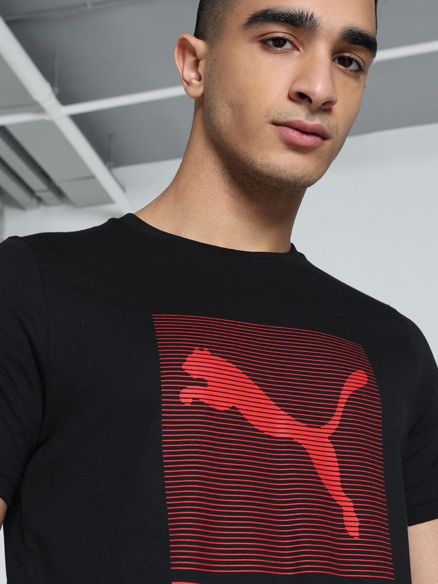 Puma Striped Logo Graphic Printed Slim Fit Tee - Image 2