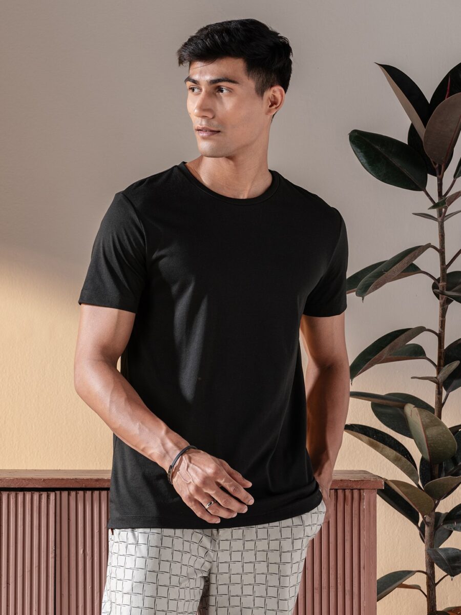 Ultralight Basic Crew Pure Cotton Lounge Black T-Shirts
