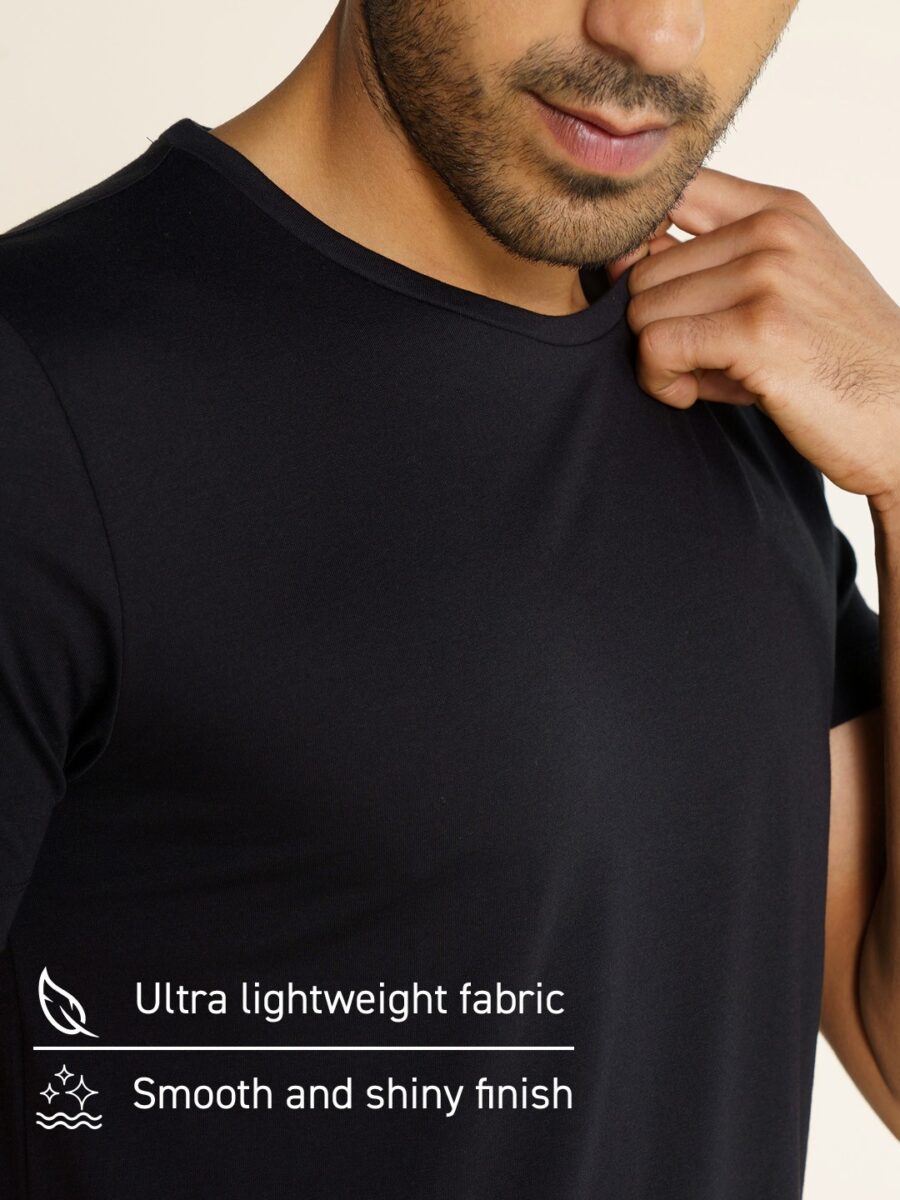 Ultralight Basic Crew Pure Cotton Lounge Black T-Shirts - Image 5