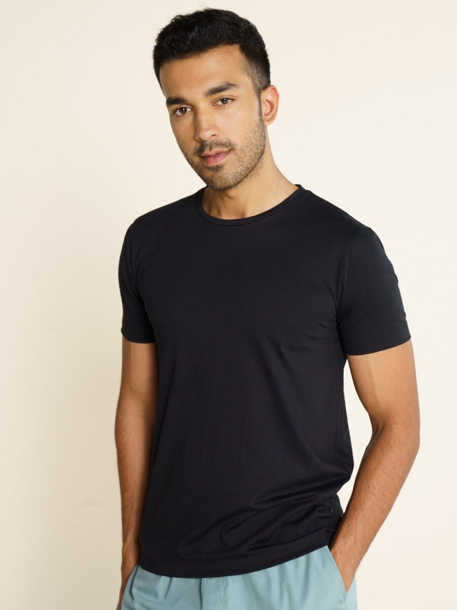 Ultralight Basic Crew Pure Cotton Lounge Black T-Shirts - Image 3