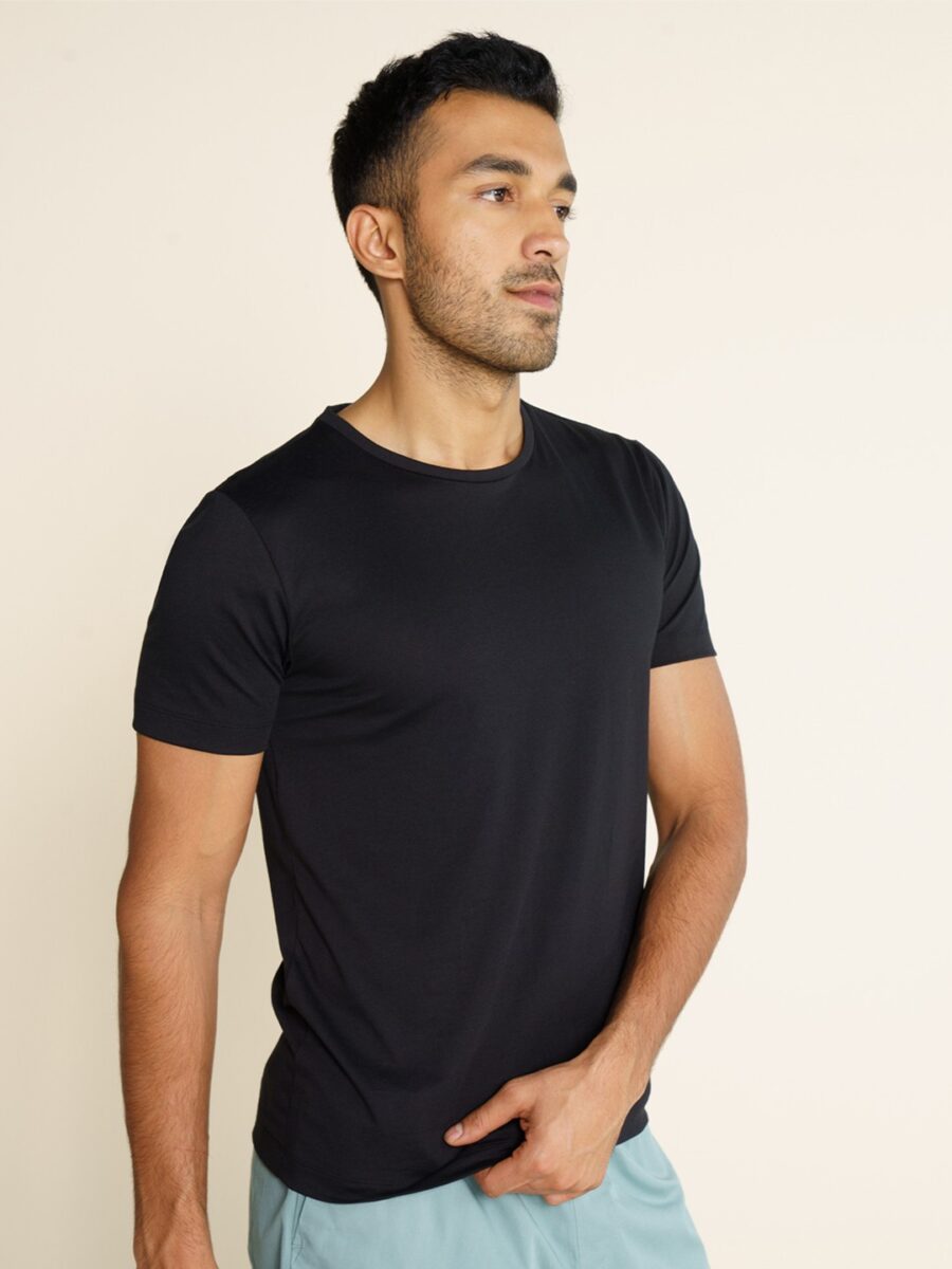 Ultralight Basic Crew Pure Cotton Lounge Black T-Shirts - Image 2